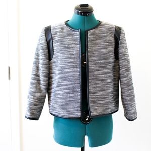 Calvin Klein Womens 8 Blazer with Leather Details